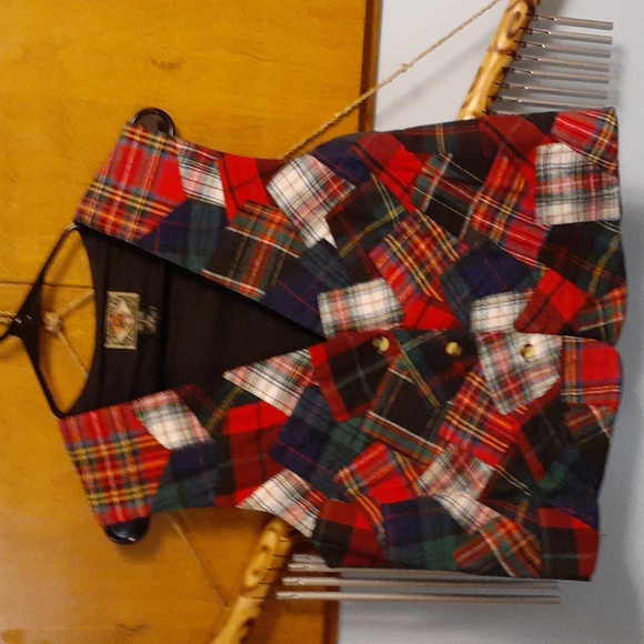 express jeans Tops - Vintage! Esp Jean's  plaid vest  size small